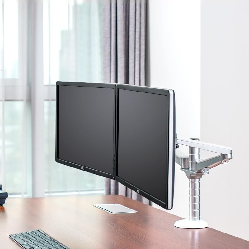 Soporte ajustable de aluminio para doble monitor 27'' miniatura 2