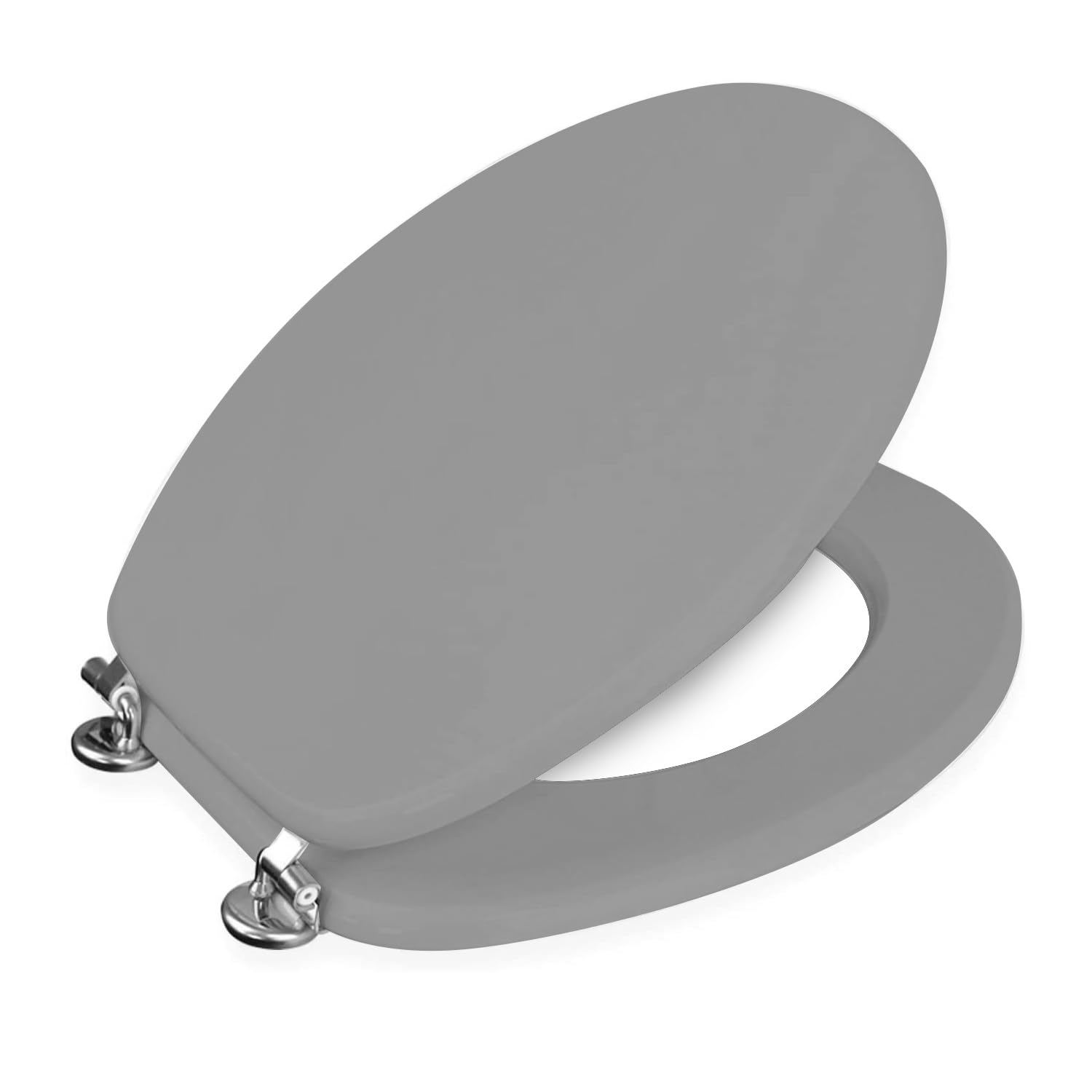 Showerdrape Oxford Grey Wooden Toilet Seat – Premium MDF WC Seat with Soft Close Hinges, Walnut Wood Effect Bathroom Toilet Lid, Easy Clean & Universal Fit