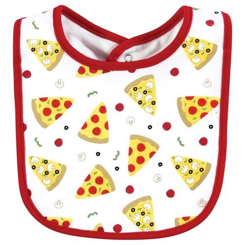 Image of Hudson Baby Infant Boy Cotton Bibs, Pizza Slice Of Heaven, One Size