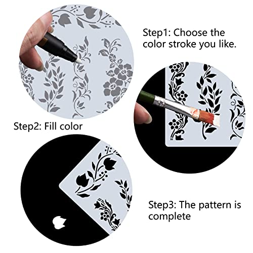 GORGECRAFT 11.8x11.8 Flower Hollow Out Stencils Flower Vine Drawing Templates Reusable Large Size Spring Garden Diy Drawing Plants Floral Templates for Painting on Wood Floor Furniture Bag Cabinet - Image 4