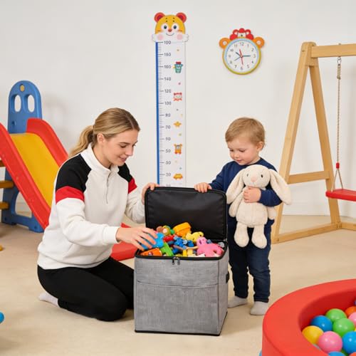 Kids Toy Organizer-Large Capacity Oxford Cloth Storage Bag With Heavy-Duty Zipper, Portable Building Block & Doll Collector, Washable Toy Bin For Outdoor, Camping & Bedroom | 600D Navy – Image 4