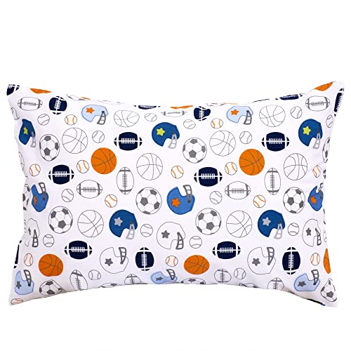Image of UOMNY Sports Theme Toddler Boys Pillowcase - 2 Packs Standard Soccer Printed Kids Pillow Case - 13x18 Inch Basketball Nursery Bedding Pillowslip Travel Pillow Cover Football Infant Pillowcase