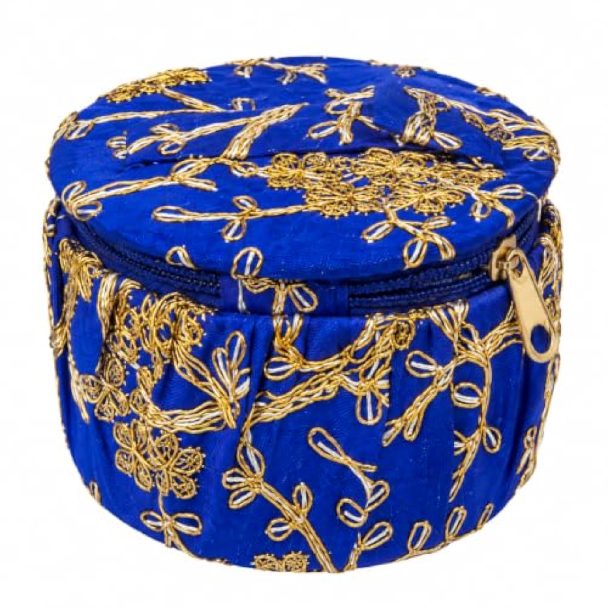 Embroidered Dry Fruit Round Box, Decorative Storage