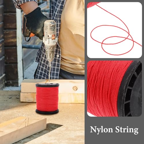 Unomor cuerda de nylon para construcción y albañilería, cuerda trenzada rojo, resistente, 2 rollos 0.195kg para uso en sitios de construcción y jardinería miniatura 7