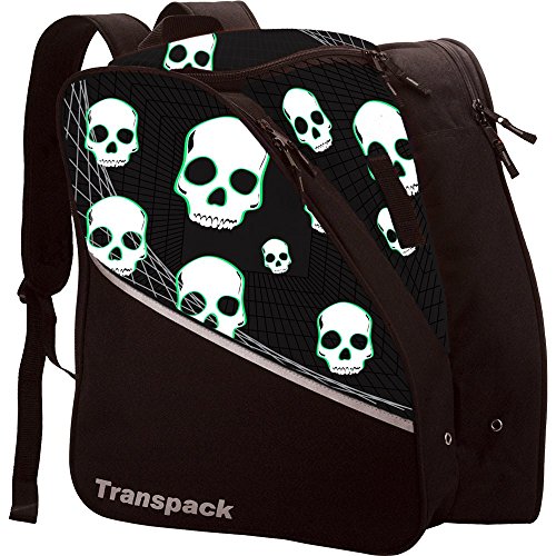 Transpack Edge Junior Kids Ski/Snowboard Boot Bag - Black/Green Skull
