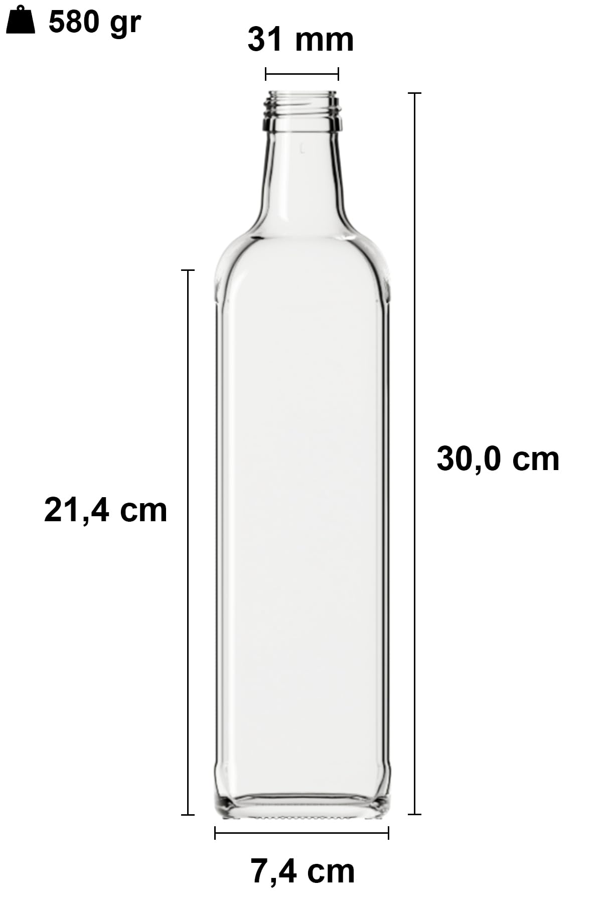 Afracam 1000 ml Şeffaf Maraska Yağdanlık Kapaklı Ve Kapüşonlu 1000 Cc Köşeli Cam Şişe 2 Adet