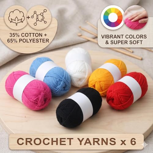 Image of VIBE VISTA Crochet Kit for Beginners Adults, Crochet Kits Include Yarn, 107Pcs Crochet Starter Kit for Beginners Kids, Ergonomic Crochet Hooks Travel Knitting Crochet Supplies (crochent kit)
