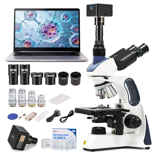 Image of Swift SW400 Trinocular Compound Microscope with Swiftcam 5MP Camera | 40X-2500X, Infinity Achromatic Objectives,Mechanical Stage,Research-Grade for Lab and Research