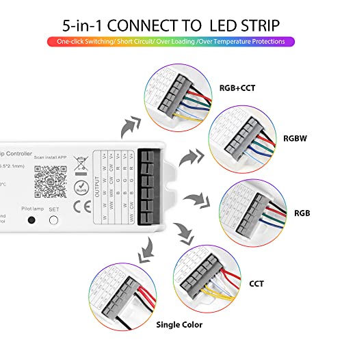 Xxk LM052 Zigbee 3.0 Led Strip Controller Rgb Cct Rgbw 5In1 Dimmable Compatible With Smart Life App/Alexa Echo/Google Assistant Home/Siri, Dc12-24V Lights Controller(Require Zigbee Hub) thumb #1