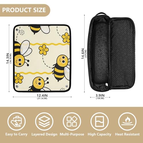 2-in-1 Estuche de viaje para rizador y alfombrilla resistente al calor, organizador portátil para herramientas de cabello miniatura 4