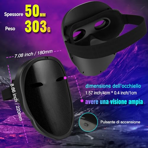 MEGOO Maschera a LED con app Bluetooth programmabile personalizzata, con luce digitale elettronica a LED per Halloween, per costume da DJ, travestimento, rave, cosplay, festa di compleanno, maschera - Gadget - Immagine 3