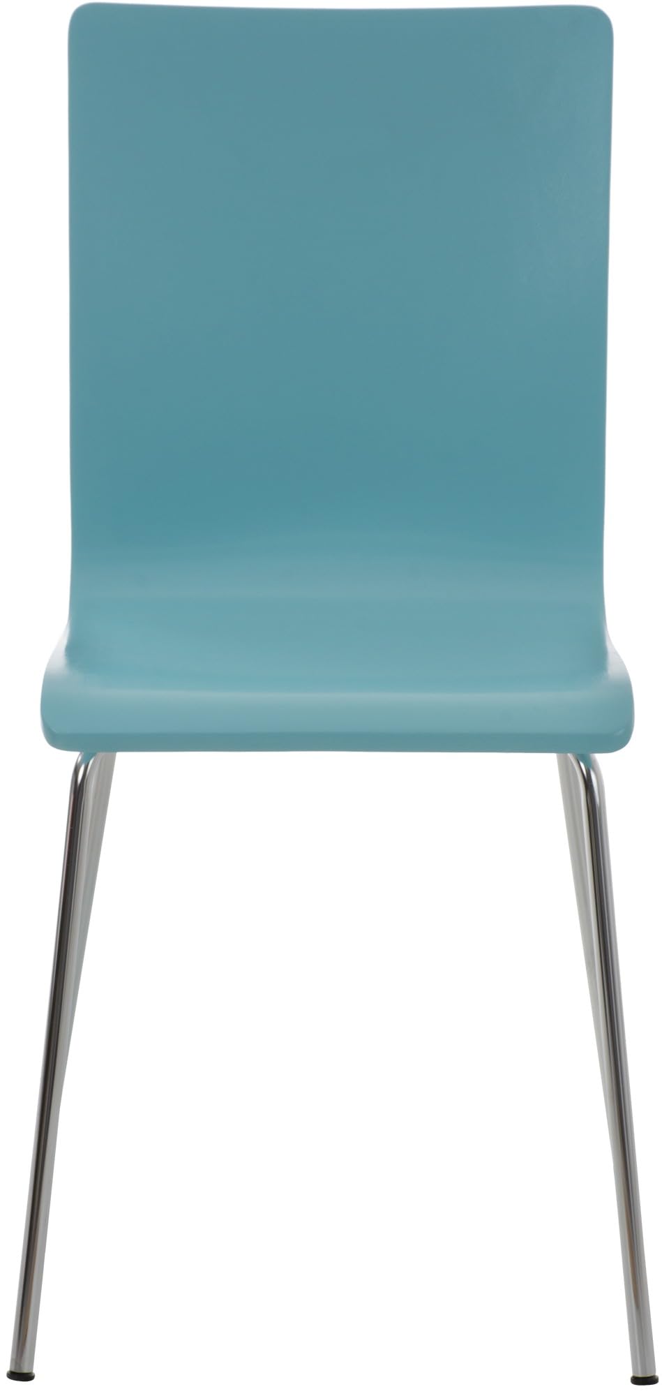 CLP Set 4 Sedie Visitatore Pepe I Sedia Attesa Con Seduta In Legno E Telaio In Metallo Cromato I Sedia Ergonomica E Facile Da Pulire, Colore:azzurro
