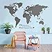 TIMBER ARTBOX Large World Map Wall Art with Quotes – True Size World Map Decal for Travel Themed Nursery – Modern Wall Decor for Living Room, Bedroom, Office & Dorm – Vintage World Map Stickers