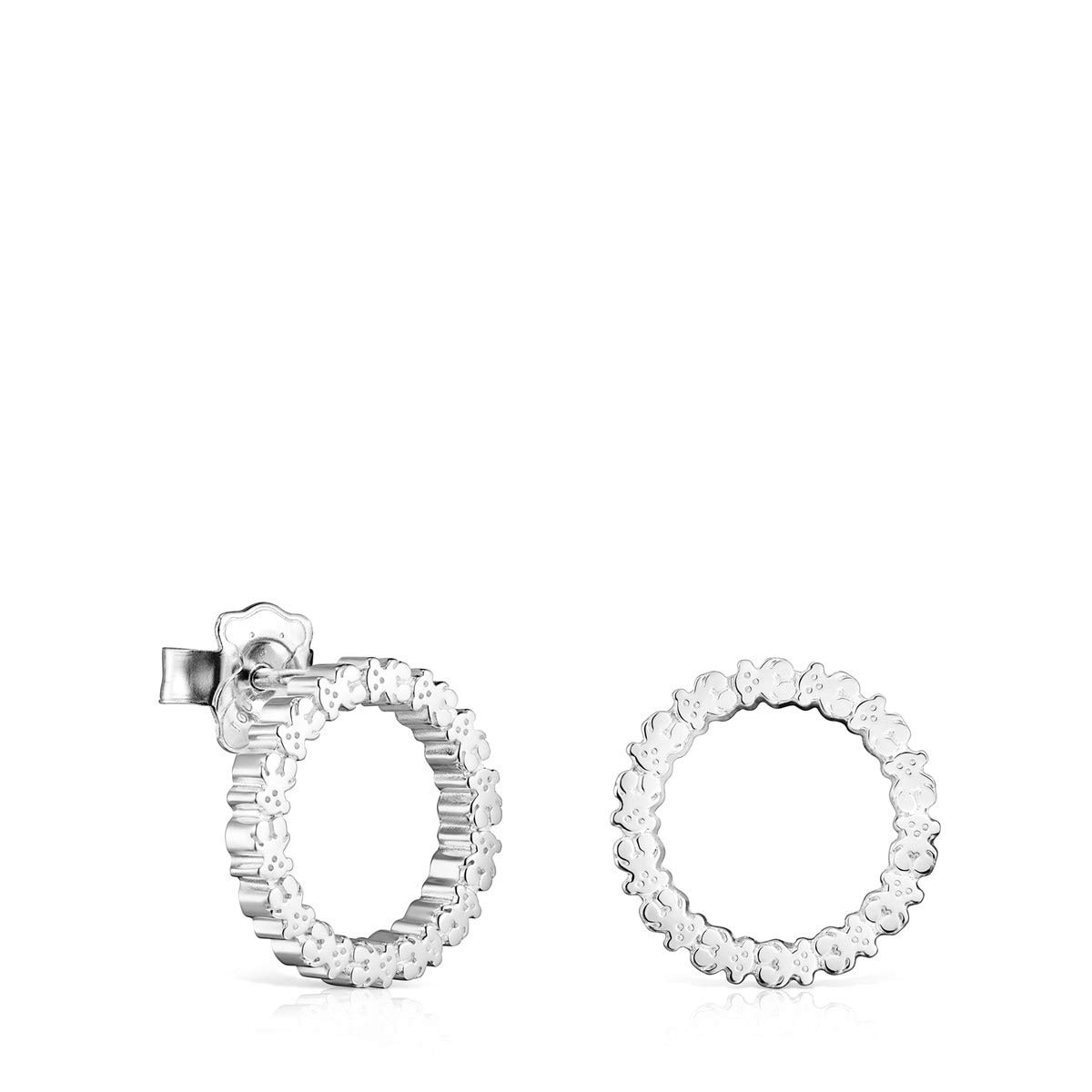 TOUS Pendientes de Aros de Plata de Primera Ley para Mujer con Cierre de Presión, Clásico y Elegante, Colección Straight