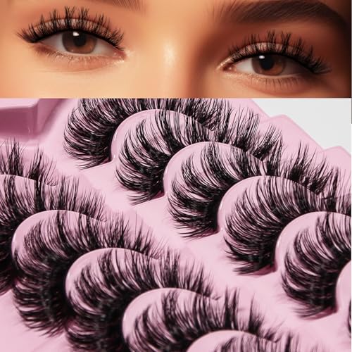 AKARABEAUTYLASHES Ciglia Finte Naturali 7 Paia Russian Volume Ciglia Strip Artificiale(Russian-R04)