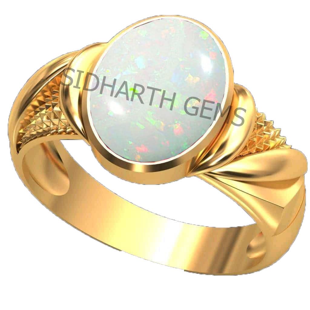 11.00 Carat 12.00 Ratti Australian Opal Ring Original Certified White Opal Gemstone Gold Ring Lab Tested for Men and Women