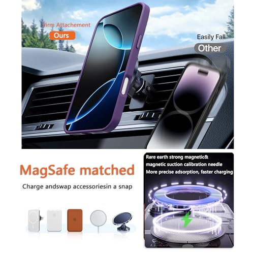 Image of Magnetic for iPhone 17 Pro Max Phone Case, [Compatible with MagSafe], Screen Protector X1, [Military Grade Drop Protection],Matte Finish,Slim,Shockproof,Protective (purple, iPhone 17 PRO max)