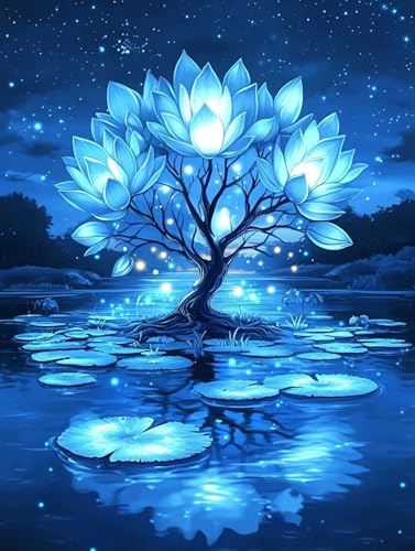 数字油絵 風景 ペイントバイナンバー 木 ナンバーペイント, DIY 絵 デジタル油絵 キット 初心者向け 簡単 Paint by Numbers ブラシとアクリル絵の具が入 手塗り DIY絵 オフィス インテリア リビング装飾, 女性へのギフト 40x5