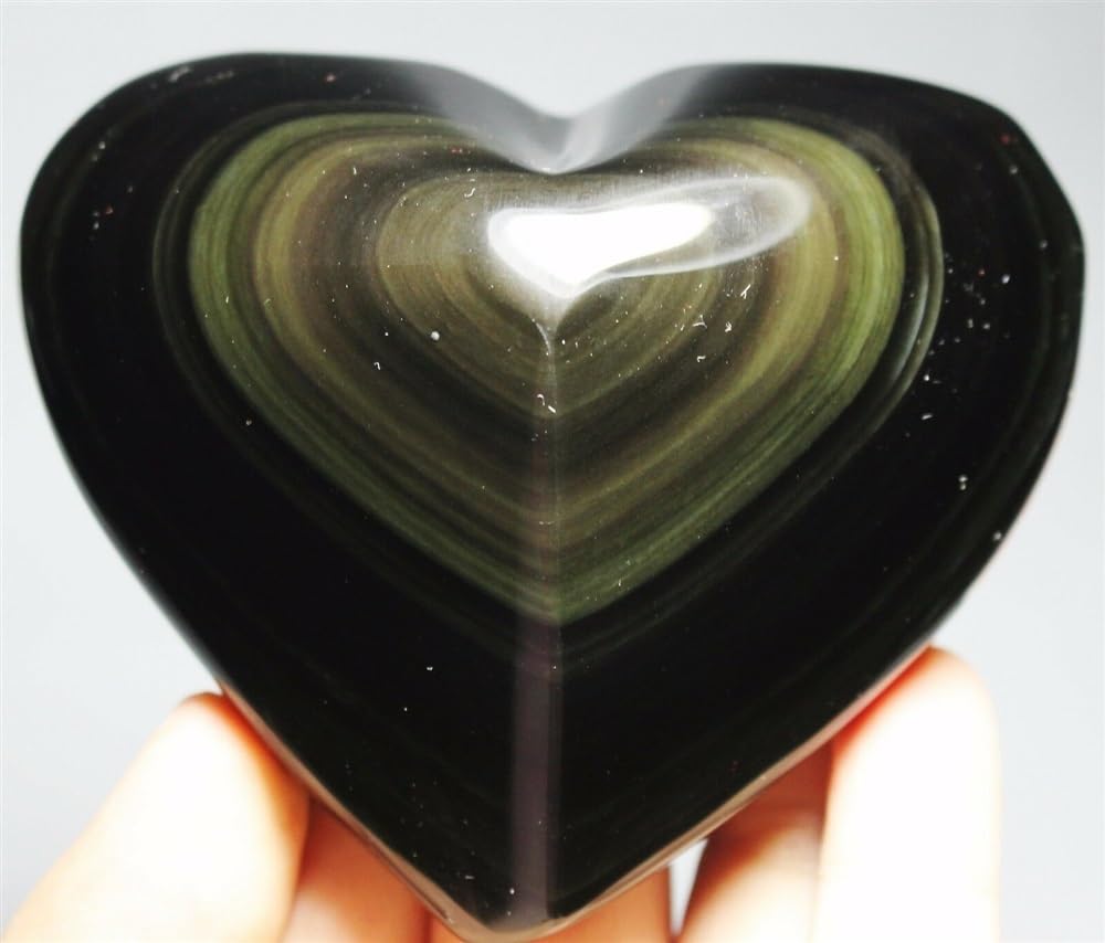 FOPURE Cats Eye Obsidian Quartz Crystal Heart Shape (Size : About 5cm)