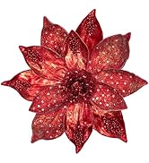 Amazon.com: Briful 8’’ Large Heads Christmas Glitter Magnolia Flowers ...