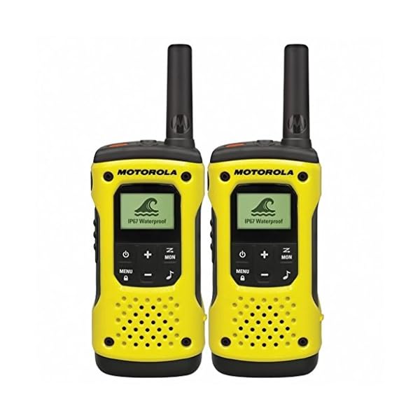 Motorola Mobility TLKR T92 H2O PMR radio (IP67, weerbestendig, bereik tot 10 km), 2 stuks, Zwart, geel, 17.8 x 3.8 x 6.2…