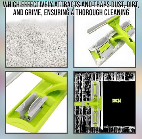 Image of Window Cleaning Glass Cleaner Wiper Mop | Long Handle Double Side Design for Floor Kitchen Bathroom and Solar Cleaner Panel Equipment (1Pcs)