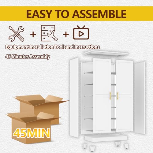Image of PAOFIN Metal 79 inch Kitchen Pantry Cabinet, Pantry Storage Cabinet with Doors and 5 Adjustable Shelves, Freestanding Cupboard Kitchen Cabinet,Tall Cabinet for Living Room,Pantry, Bathroom,Kitchen