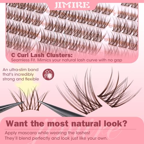 Image of Brown Lash Clusters 8-12MM Short Lashes Clusters Wispy Individual Lashes with Clear Band C-Curly Cluster Eyelash Extensions 120Pcs DIY Lash Extensions at Home by JIMIRE