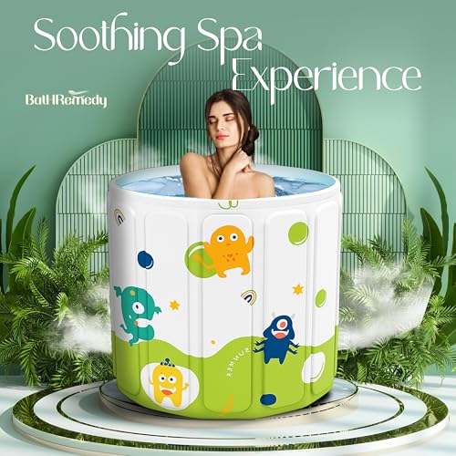 Image of Bath Tub for Adult for Bathroom, Foldable SPA Tub for Home Use with Drainage Hole, Thickened Insulated Ice Bath Tub, Inflatable BathTub for Adults, Ice BathTub for Adults (Green)