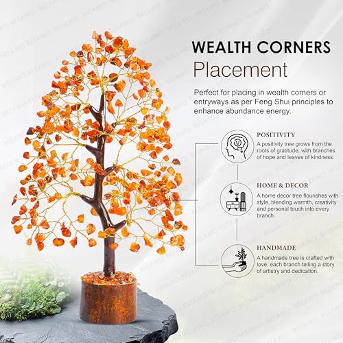 Image of Crocon Carnelian Crystals Tree, Birthday Gifts for Women, House Warming | New Home Decor, Healing Crystals Spiritual Present, Birthday Gift for Mom, Orange Decor, Gemstones Money Tree Positivity