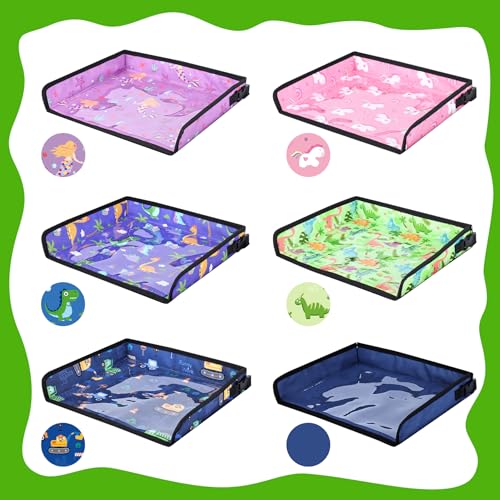 Image of Kids Tray Table Cover, Airplane Tray Cover with Pockets | Airplane Travel Essentials for Kids, Portable Airplane Must Haves for Toddler on Plane or Train and Flying Supplies (Green)