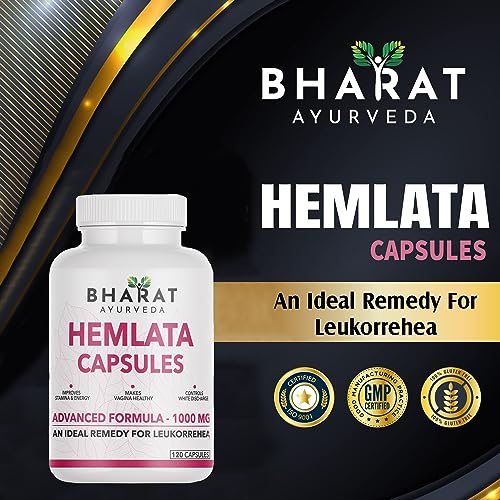 Image of Hemlata Capsules for Leukorrhea Support -120 Capsules (1000gm) | Ayurvedic Women's Health & Feminine Wellness Supplement | Supports Leukorrhea (White Discharge) Care, Strength, Energy & Intimate Hygiene | Herbal Formula for Hormonal Balance & Daily Women's Wellness