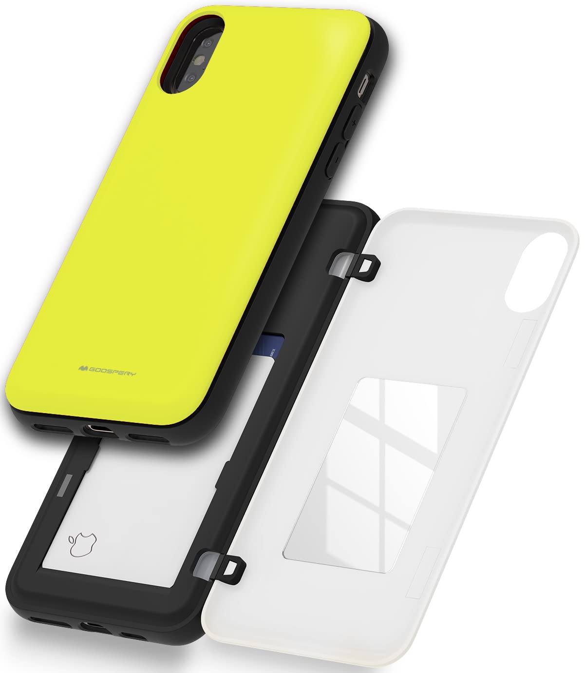 GOOSPERYMagnetic Secure Bumper Compatible with iPhone Xs Case/iPhone X Case, Card Holder Wallet Case, Easy Magnet Auto Closure Dual Layer Protection Sleek iPhone Case Sticky Mirror - Lime