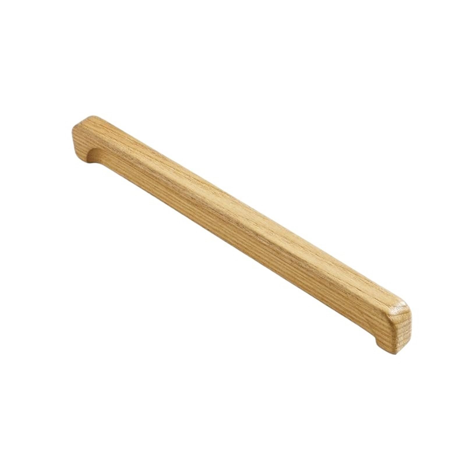 LADFRTYU Wooden Handles 2pcs Walnut Wooden Kitchen Cabinet Knobs and Handles Shoe Handle Gold Cupboard Door Pulls Hardware(CJ-1902-ASH-192MM)