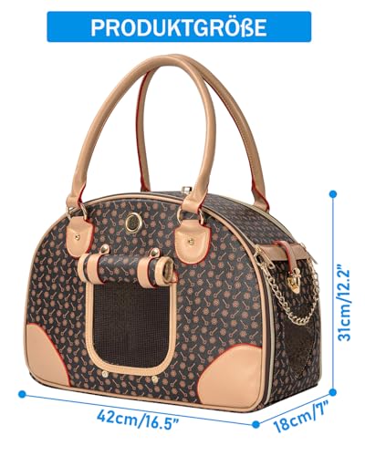 OUUTMEE Hundetasche Tragbarkeit,42 x 18 x 31 cm Hundetransporttasche bis 4 kg,Hunde Reisetasche,Geeignet für den Transport Kleiner Hunde und Katzen auf Ausflügen