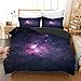 Zestaw poszewek na kołdrę Super King w kolorze fuksji, gwiaździste niebo, z 2 poszewkami na poduszkę 50 x 75 cm, 110 g/㎡, mikrofibra, miękkie, dwustronne, zestawy pościeli dla dorosłych, dzieci, nastolatków