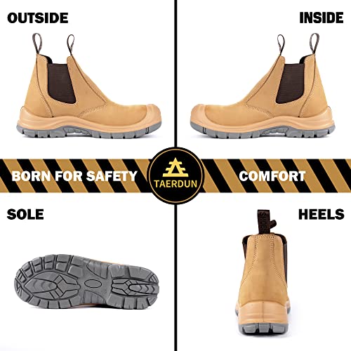 Image of Steel Toe Work Boots for Men Slip on Chelsea Boot with Kevlar Anti-Puncture Sole, ASTM F 2412-24, Men's Industrial & Construction Shoes, Non-Slip Safety Shoes