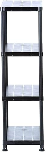 Miniatura 4 de Estante de plástico negro 4 estantes de 15 pulgadas de profundidad x 28 pulgadas de ancho x 52 pulgadas de alto, estantes de almacenamiento, estante