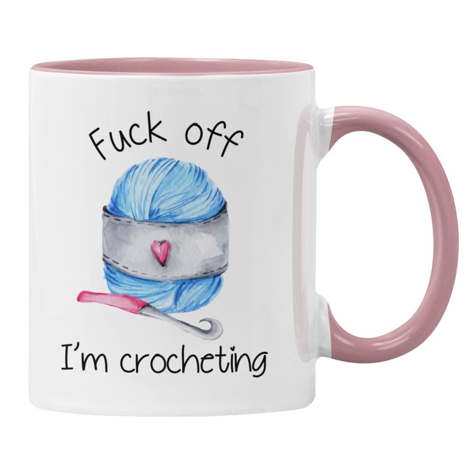 Plumfoolery F**k Off I'm Crocheting Mug Gift for Her, Funny Profanity Cup (Pink) โ image 1