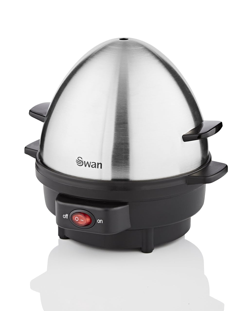 Swan Egg Boiler & Poacher 350W With Stainless Steel Lid Sf21020n - Boil 7 Eggs Or Poach 3, 3 Settings, Buzzer, Measuring Cup