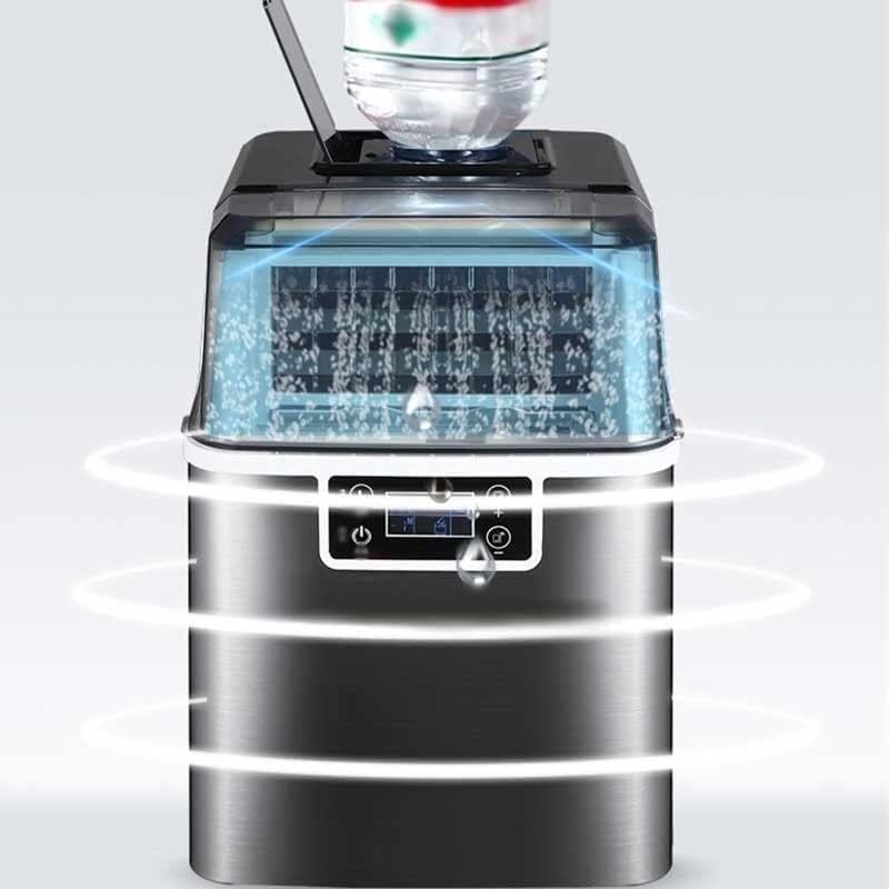 Fabricadora de hielo portátil comercial y para hogar, eléctrica, con entrada manual y de botella de agua, produce cubos cuadrados miniatura 4