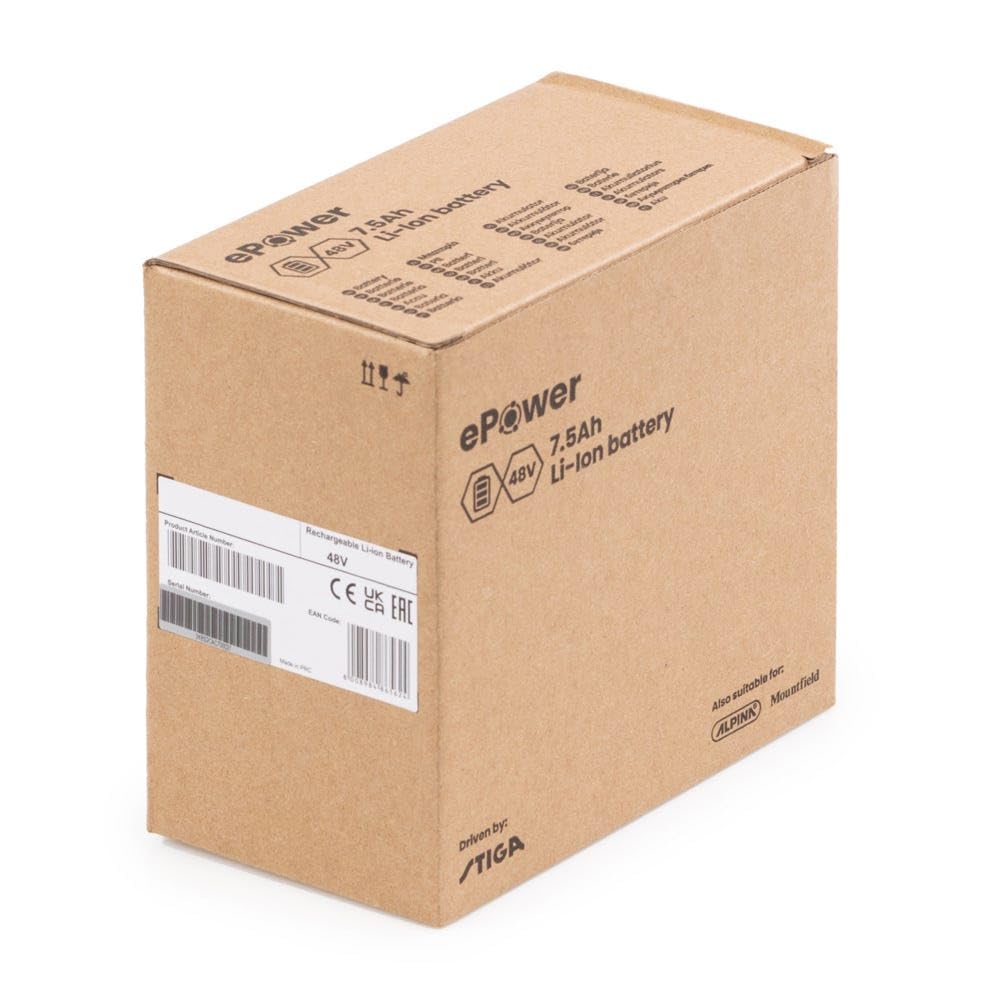 STIGA E 475 ePower - Batería para Herramientas de jardín (48 V, 7,5 Ah, Alta Capacidad, Cierre rápido, compatibilidad Universal, Indicadores LED, Mango ergonómico de Tela)
