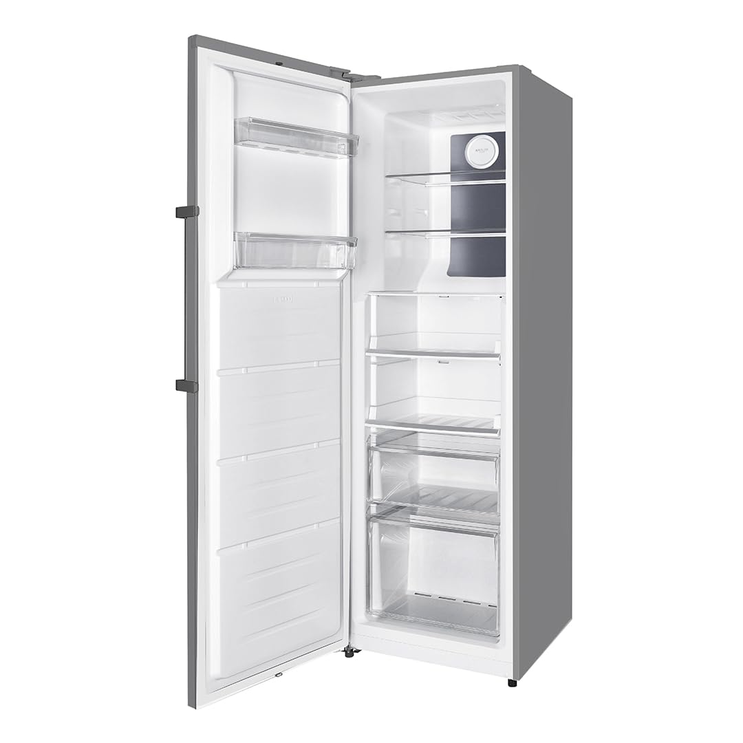 Svan Congelador Vertical Inox SCV185602ENFDX. Capacidad 274 Litros, Dual Cooling, 4 Star, Puerta Reversible, Modo Super Congelación, Motor Inverter, Puerta Abatible, Bajo nivel Sonoro, Eficiencia Ener