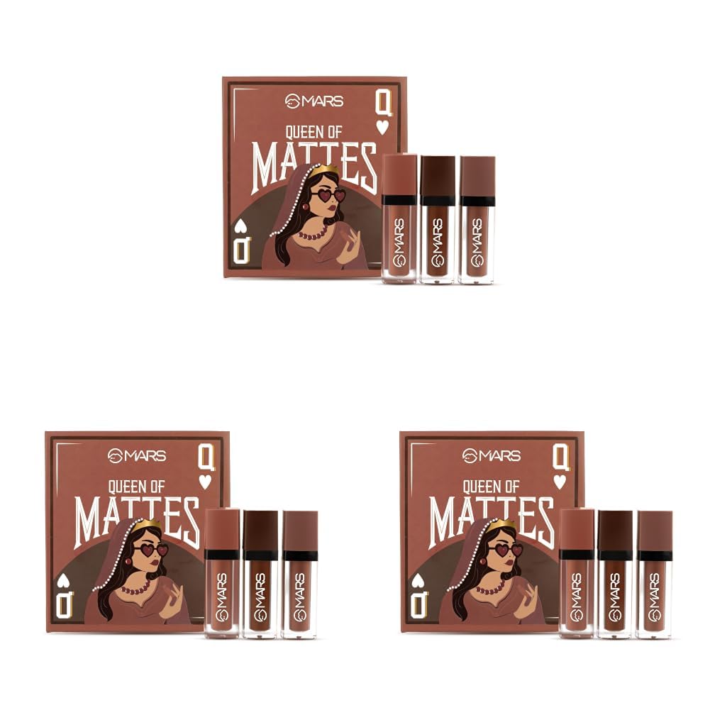 MARS Queen of Mattes Liquid Lipsticks Box Set of 3 (13.5 ml) (BROWNS) | Smudgeproof & Transferproof | Intense Swipe Pigmentation | Long-Lasting Wear (Pack of 3)-image-32