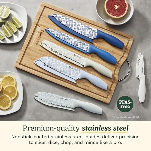 Image of Cuisinart Advantage 12-Piece Kitchen Knife Set,Professional-Quality Nonstick Coated Stainless Steel Knives with Covers,Nonstick Color Coating- Easy Slicing,Ergonomic Handles,G1022-12BW,8 inch(Pack of 6)