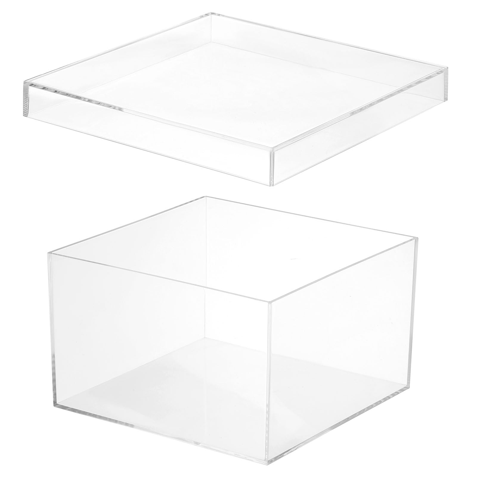 PATIKIL Akrylowe pudełko z pokrywką 20 x 20 cm x 12,5 cm, przezroczyste akrylowe pudełka ekspozycyjne, kwadratowe plastikowe pojemniki na kostki, organizer do przechowywania słodyczy, małej biżuterii