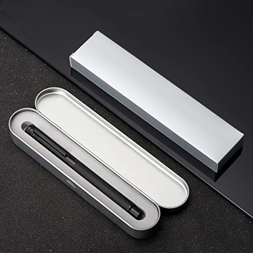 Image of Hongdian Black Forest Fountain Pen Blade Nib Classic Design Calligraphy Pen with Converter and Metal Pen Case Set