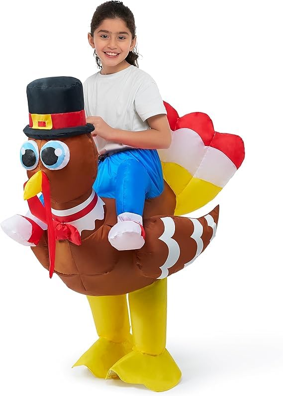 Disfraz inflable de pavo de Acción de Gracias para niños, disfraz inflable para montar en un pavo para fiesta de Halloween, evento de cosplay, disfraces inflables de Halloween 5