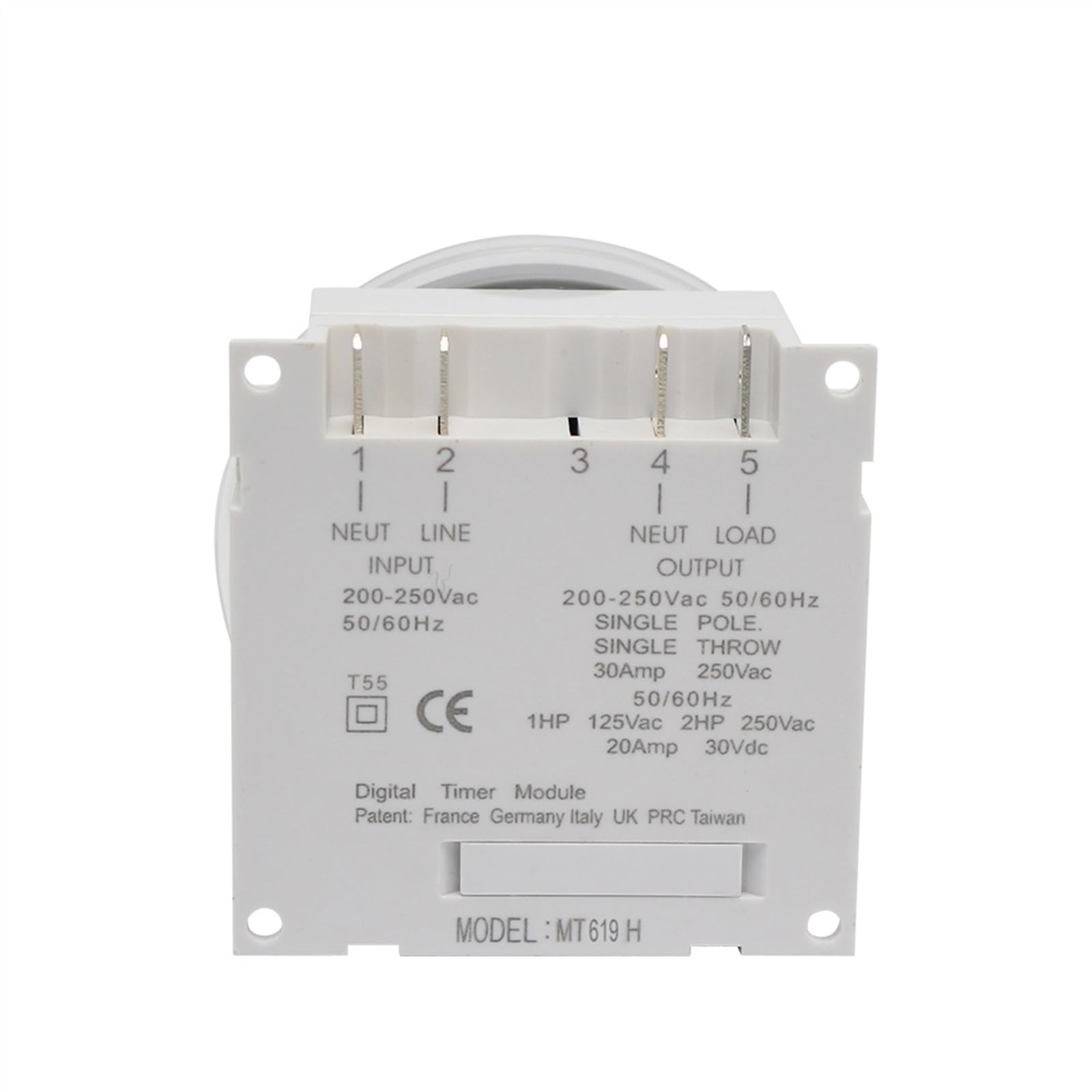 Interruptor temporizador Digital multiusos MT619 16A 30A con cubierta impermeable cableado fácil interruptor de tiempo programable de 7 días(16A 12VDC)