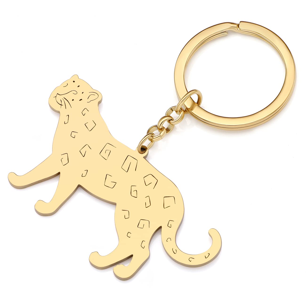 Portachiavi In Acciaio Inox Placcato Oro 18K | Forma Di Tigre/leopardo | Regalo Elegante Per Donna E Uomo | Accessori Per Borse E Chiavi
